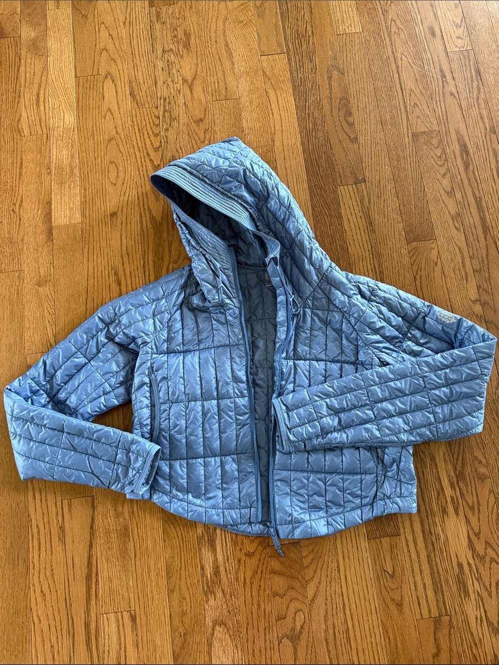 FP Movement by Free People Light Blue Quilted Hooded Puffer Jacket